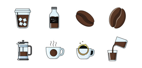 Coffee preparation methods illustrations