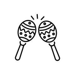 Two outlined maracas are clinking together decorated with zigzags and dots