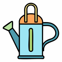 Vibrant Cartoon Watering Can Icon Illustration for Gardening, Plant Care, and Outdoor Spring Activities, Isolated on White
