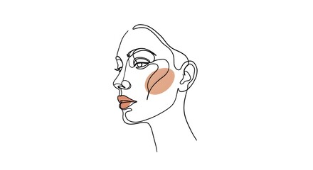 Woman profile line art illustration