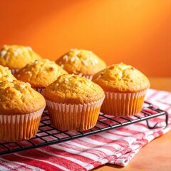 Freshly baked muffins on a cooling rack