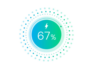 Electric Vehicle battery charging Dashboard Dashboard Clean UI with battery percentage in abstract Circular Progress Bar Dotted Circles vector design concept. Battery charging for ui, ev car, website.