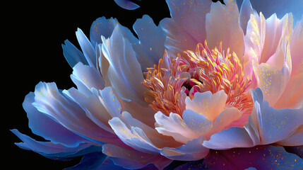 Beautiful Digital Peony Flower in Pastel Colors