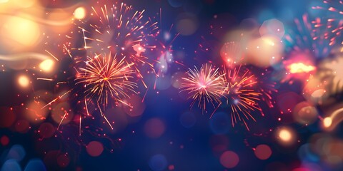Fototapeta premium Abstract firework background with free space for text