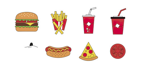 Fast food icons flat design