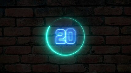 Neon sci-fi countdown timer animation, futuristic hud glowing clock from 25 to 0 seconds, abstract circle digital interface design - Powered by Adobe