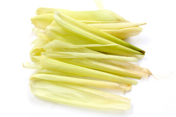 Fresh corn husks in light green color
