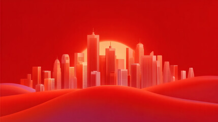 Obraz premium Sunrise Cityscape Digital Art