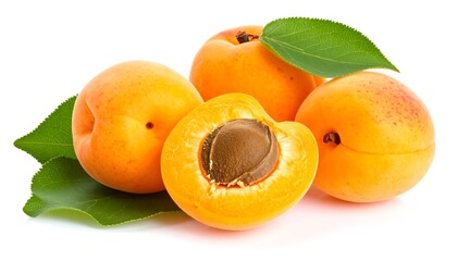 Fresh apricots on white background