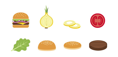 Hamburger ingredients flat design