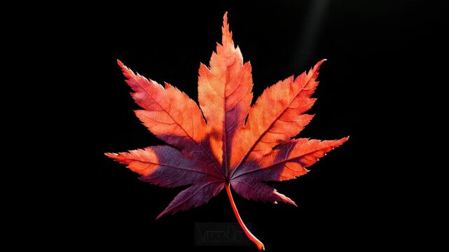 Autumn maple leaf isolated on dark
