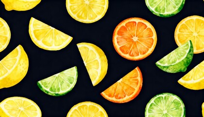 Citrus Burst: A vibrant collage of fresh, juicy citrus fruits, radiating with a burst of colors and freshness in a visually appealing arrangement.