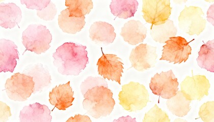 Watercolor Leaves and Circles: An artistic display of watercolor leaves and circles in various shades and hues create a visually appealing and abstract design. 