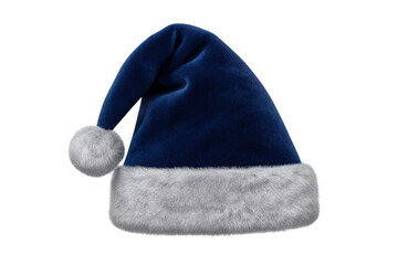 Blue velvet santa hat with white fur bobble