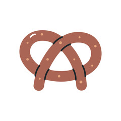 Pretzel on white background. Vector illustration in flat cartoon style. 