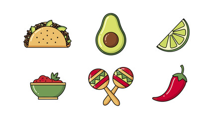 Mexican food icons