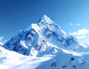 Snowy Mountain Peak Under Cler Blue Sky 