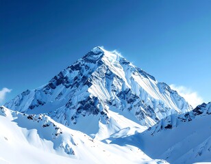 Snowy Mountain Peak Under Cler Blue Sky 