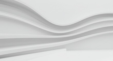 Obraz premium Minimal White Abstract 3D Background with Curved Geometric Shapes and Soft Shadows