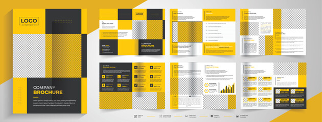 Brochure design template with abstract geometric graphics