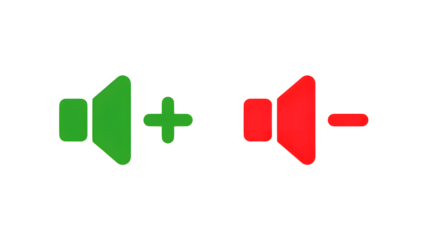Volume control graphic plus and minus symbols for sound adjustment design