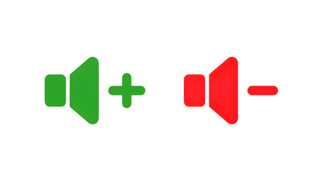 Volume control graphic plus and minus symbols for sound adjustment design
