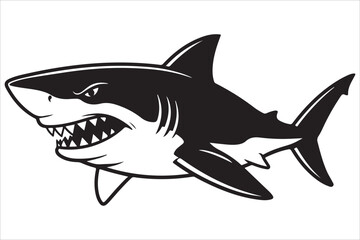 A great white shark cartoon vector illustration swimming with its fin in the ocean highlights this dangerous marine predator's nature