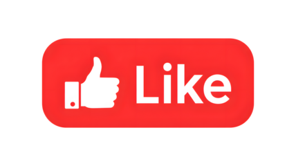Red Like button with thumbs up for social media engagement and positive feedback