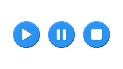 Play, pause and stop buttons for modern interface designs and user interactions