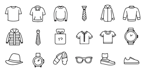  Clothes set of line style icons
