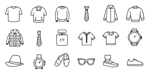  Clothes set of line style icons
