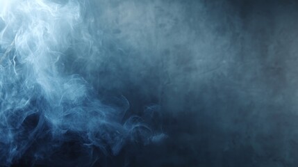 Obraz premium Dark swirling smoke forming abstract shapes against a deep gray background with copy space on the right side of composition moody and mysterious