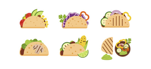 Variety of tacos with different fillings