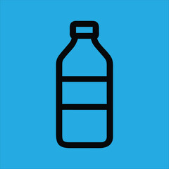Minimal Plastic Bottle Icon – Bold Black Outline Vector on Blue Background