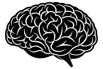 Vector art of human brain illustration in black and white