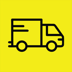 Delivery Truck Icon – Shipping and Logistics Symbol on Yellow Background
