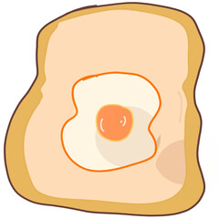 Bread and fried eggs for breakfast