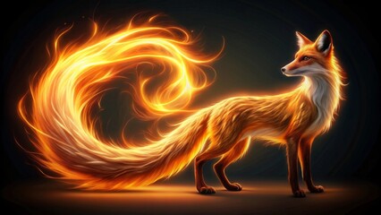 A Fiery Fox with an Enchanting, Blazing Tail, a Symbol of Wild Beauty and Untamed Power