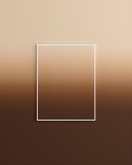 A thin white square frame on a warm brown gradient background with a subtle grain texture. A minimalist and modern template.
