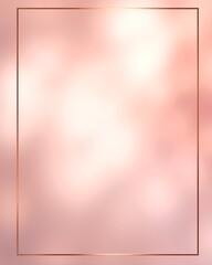 An elegant square frame in rose gold on a blurred, glowing metallic background. A minimalist and luxurious template for invitations or branding.