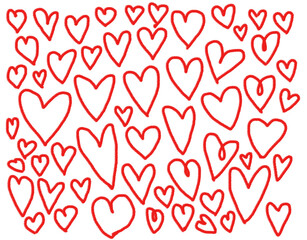 Abstract Red Hand-Drawn Doodle Heart Background: Cute, Sketchy Pattern for Valentine's Day, Love, Wedding, and Romantic Greeting Card or Digital Media Design