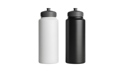 Stay hydrated with sleek white and black reusable water bottles for active life