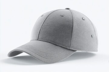 Fototapeta premium Soft Gray Baseball Cap on White Background for Fashion Accessories