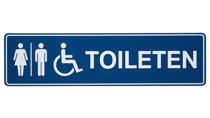 Restroom sign featuring accessibility and gender neutral toilet facilities