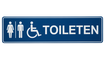 Restroom sign featuring accessibility and gender neutral toilet facilities