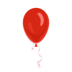 Red balloon with pink ribbon isolated on white background. Vector cartoon flat illustration.