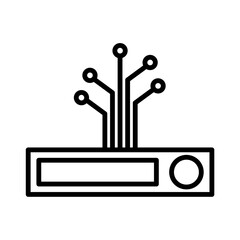 Storage Share Transmission Disk Hard disk HDD SSD Memory Cloud Link Computer Icon Logo Floppy Line Art
