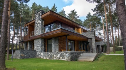 Elegant Christmas background with pine branches, red berries, green leaves, pinecones, sparkling snowflakes,