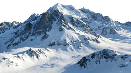 Fototapeta premium 3D render of a snowy mountain, isometric view, white background.
