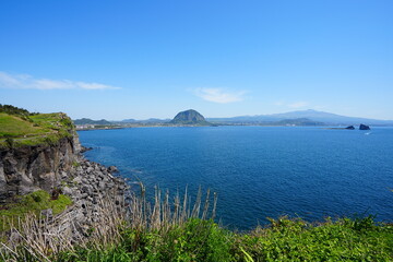 seaside cliff and far island